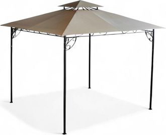 No Brand No Brand - Gazebo ornamentale 300x300xH280 cm struttura in metallo antracite con copertura in poliestere beige antivento
