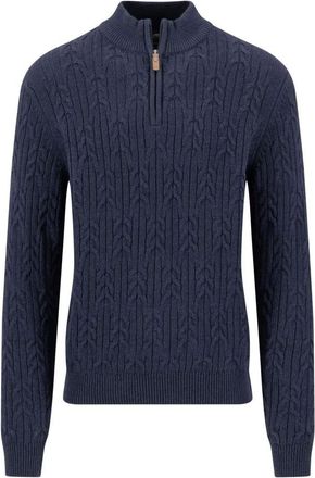 Fynch-Hatton Maglione a trecce in misto lana con collo alla coreana - - Knitwear - Donna - Blu - L