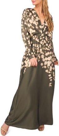 Parker Long Sleeve Satin Evening Gown in Green Olive at Nordstrom Rack, Size 10