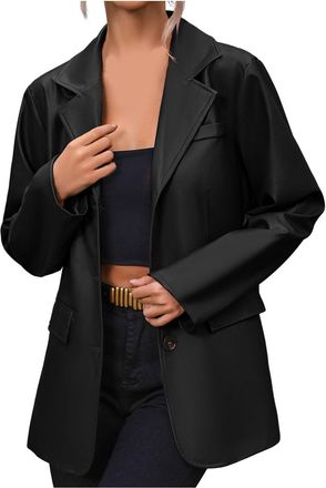 Generic Womens Faux Leather Jacket Zip Up Casual, Comfort Collar Ladies Classic Short Motorcycle Coat Retro Quilted Jacket Womens Suitable for Spring, Autumn 