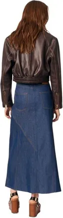 Maje Long denim skirt in Navy at Nordstrom, Size 42 Eu
