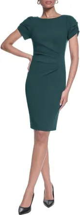 Karl Lagerfeld Short Sleeve Crepe Sheath Dress in Malachite at Nordstrom, Size 12