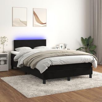 vidaXL Vidaxl - Cama Box Spring Colch&oacute;n Y Led Terciopelo Negro 120x200 Cm