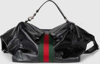 Gucci Small Crossbody Bag With Web, Black, Leather
