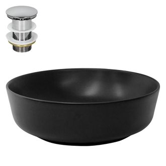ECD Germany Lavabo negro mate cer&aacute;mico &oslash; 415 x 135 mm redondo