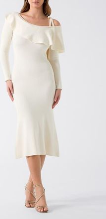 Guess Ambrosia One-Shoulder Long Sleeve Knit Midi Dress in Natural at Nordstrom, Size X-Small
