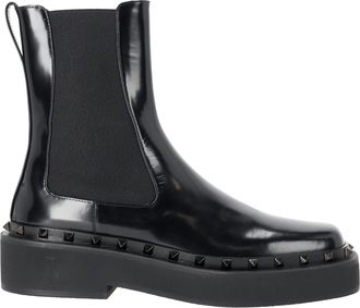 Valentino Pre-owned Womens Garavani M-Way Rockstud Chelsea Boots in Black Calf Leather - Size EU 41