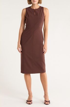 Theory Miyani Sevona Wool Blend Midi Sheath Dress in Copper Rust at Nordstrom Rack, Size 00