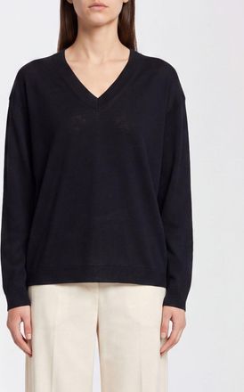 Semicouture Pure Virgin Wool V-Neck Jumper with Dropped Shoulders