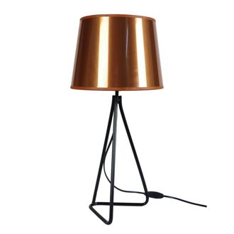 Tosel L&aacute;mpara de mesa metal negro pantalla cobre