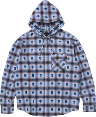 SUPREME FW25 x Number (N)ine Hooded Flannel Shirt Blue FW25S22-BLUE