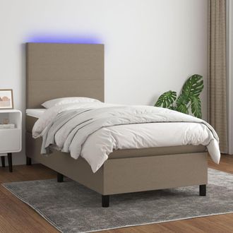 vidaXL Vidaxl - Cama Box Spring Colch&oacute;n Y Luces Led Tela Gris Taupe 100x200 Cm