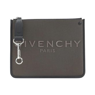 Givenchy Canvas Zipped Pouch - male - Givenchy - Clutches - Gray - ONE SIZE - Bags
