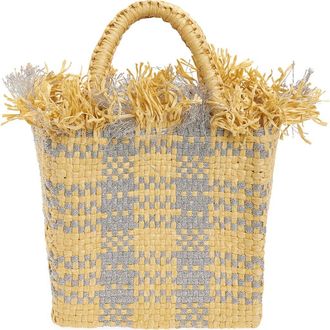 Pamela Munson Mini Check Mate Raffia Handbag in Silver at Nordstrom