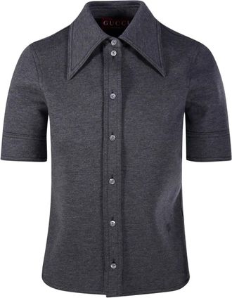Gucci button collar shirt - women - Fabric - 42 - Grey
