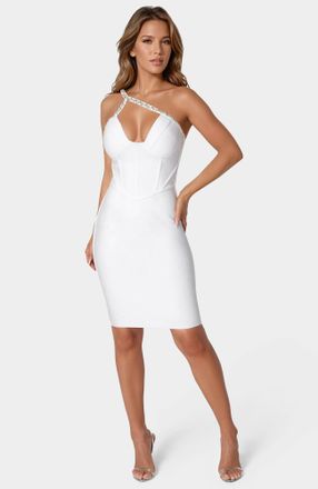 Bebe Womens Embellished Crystal Corset Bandage Dress