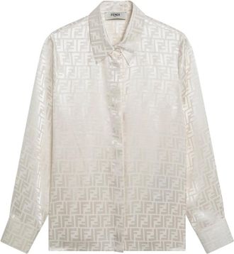Fendi Dames, Blouses & Shirts, Beige, Maat: M Zijde