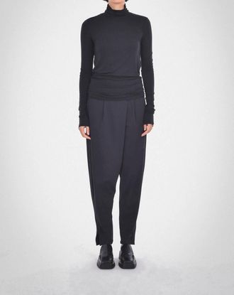 Paper Label Andia Roll Neck Top In Black