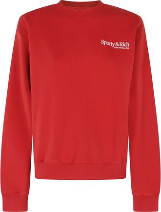 Sporty & Rich Red Modern Printed Logo Crew Neck Cotton Sweatshirt
