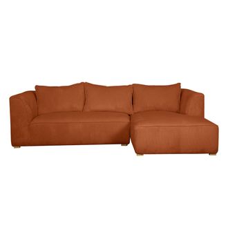 Miliboo Sof&aacute; Chaise Longue A La Derecha De Dise&ntilde;o De Pana Color Terracota 3-4 Plazas - Panam