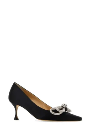 Mach & Mach Womens Black Satin Pumps Scarpe Con Tacco