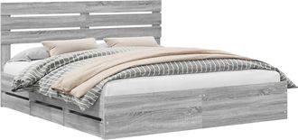 vidaXL Estructura De Cama Gris Sonoma 180 X 200 Cm Madera Ingenieril Vidaxl