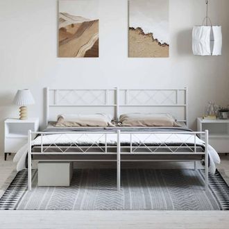 Berkfield Home Metal Bed Frame with Headboard & Footboard White 183x213 cm