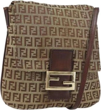 Fendi Pre-owned Cross Body Bags, female, Brown, Size: ONE SIZE Pre-owned Canvas Cross Body Bag