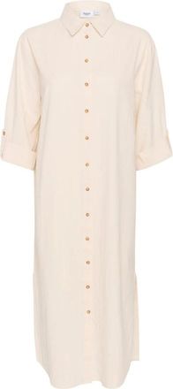Saint Tropez Zalinda SZ Overhemdjurk - Dames - Shirt Kleedjes - Beige - S - Kleedjes
