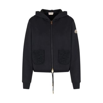 Moncler Zip-Up Cardigan - female - Moncler - Zip-throughs - Blue - S - Sweatshirts & Hoodies
