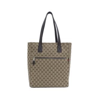 Gucci Beige Dark Brown Gg Canvas Tote Bag (Pre-Owned)