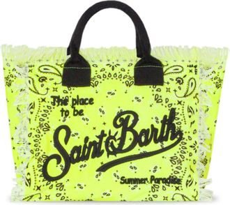 MC2 Saint Barth Colette Cotton Canvas Bag With Fluo Yellow Bandanna Print