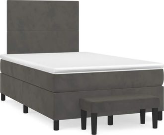 vidaXL Cama Box Spring Con Colch&oacute;n Terciopelo Gris Oscuro 120x190 Cm Vidaxl