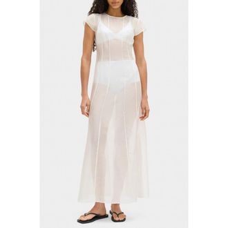Aligne Carly Semisheer Maxi Dress in White at Nordstrom, Size 16