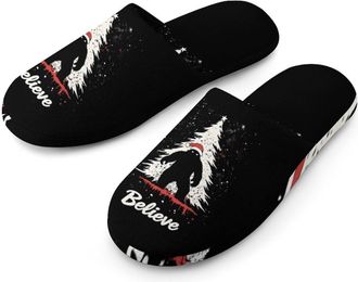 Generic Bigfoot Santa Hat Cotton Slippers for Men Memory Foam House Slippers Soft Anti-skid Sole Indoor Outdoor Shoes