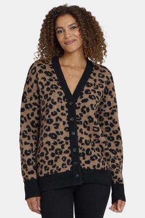 NYDJ Cheetah Cardigan | Zwarte Combinatie