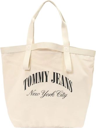 Tommy Hilfiger Canvas Logo Medium Tote - Dames - Shoppers - Beige - ONE Size - Polyester - Tassen