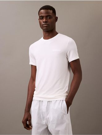 Calvin Klein Mens Ultra Soft Modal Crewneck Sleep T-Shirt - White - S