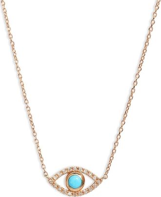 Anzie Evil Eye Turquoise & Diamond Pendant Necklace in Blue at Nordstrom, Size 17