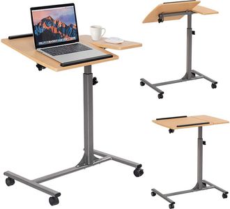 Costway Costway - Tavolino Porta Pc Scrivania Del Laptop Con Ruote, Altezza E Inclinazione Regolabili, In Mdf E1 E Tubo In Ferro