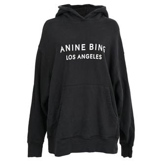 Anine Bing Alto Logo Hoodie in Black Cotton