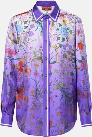 Gucci Camicia in seta con stampa floreale