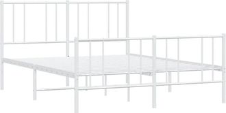 vidaXL Metal Bed Frame without Mattress with Footboard White 135x190cm Vidaxl
