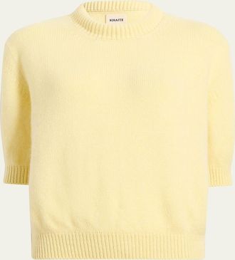 Khaite Davin Short-Sleeve Cashmere Sweater