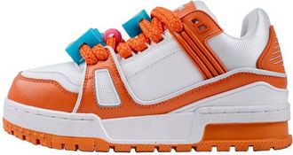 Generic Couple Thick Soled Bread Shoes Versatile Outdoor Leisure Sports Comfortable Breathable Sneakers (Orange,4.5)