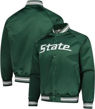 Mitchell & Ness Mens Mitchell & Ness Green Michigan State Spartans Lightweight Current Logo Satin Full-Snap Jacket at Nordstrom, Size X-Large