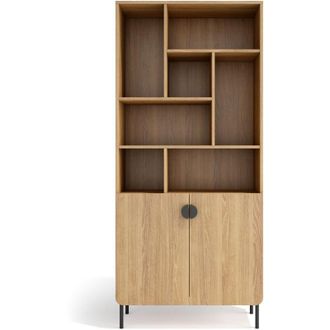 HERDASA Herdasa, Estanter&iacute;a Multifunci&oacute;n Tokyo De Melamina, 8 Compartimentos, Dise&ntilde;o Moderno, 178x80x31cm - Roble Dorado