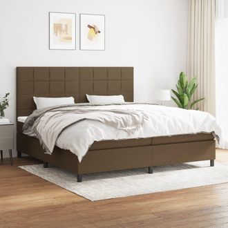 vidaXL Vidaxl - Cama Box Spring Con Colch&oacute;n Tela Marr&oacute;n Oscuro 200x200 Cm