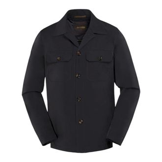 Moorer Light Jackets, male, Blue, Size: 3XL Navy Overshirt with Technical Fabric