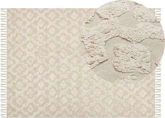 Beliani Rug AKSARAY Beige 140 x 200 cm Cotton